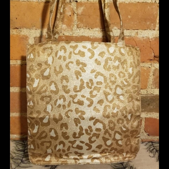 VINTAGE METALLIC CHEETAH PURSE GOLD SPARKLY LEOPARD ANIMAL PRINT Y2K GRUNGE PUNK - Picture 2 of 9